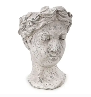 Candlelight Indoor Planter Female Face Washed Grey H:26cm
