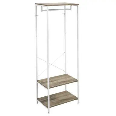 HOMCOM Coat Rack, 2-in-1 Clothes Stand with Shoe Storage, 168cm Free Standing Hall Tree with Rail and 2 Storage Shelves for Hallway, Entryway, Bedroom, Grey and White