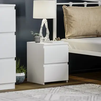 Vida Designs Bedside Table Denver 2 Drawers White