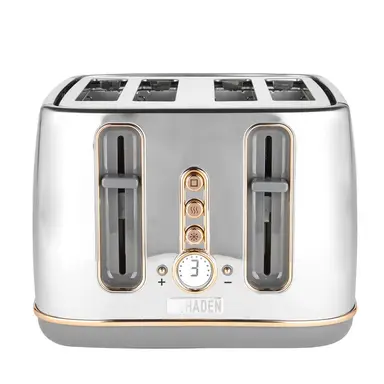 Haden Dorchester 4 Slice Toaster, Digital Browning Control, Chrome & Rose Gold - 204868