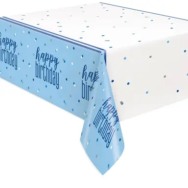 Unique Party Plastic Table Cover, Glitz Blue, 1.37 x 2.13m