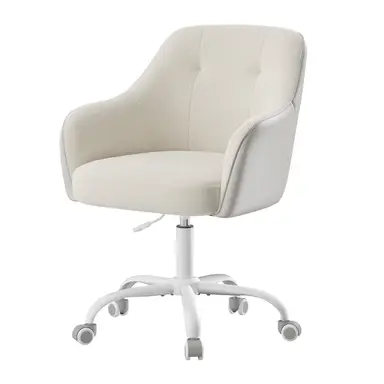 Ochama Bureaustoel, Accentstoel voor Studie en Thuiswerkplek, Sherpa Stof en PU, Verstelbare Hoogte, Cappuccino Beige