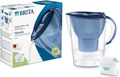 Brita Wasserfilterkanne Marella, blau, 2,4 Liter + 1 Maxtra Pro Filter