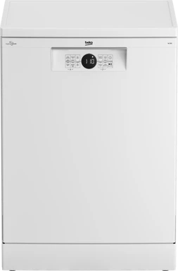 Beko Dishwasher, 60 cm, Freestanding, Built-Under Capable, For 14 Place Settings, 6 Programs, 4 Additional Functions, 3 Spray Levels, HygieneIntense, SelfDry, Program For Half Load, White, Model BDFN26430W