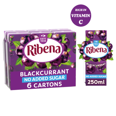 Ribena No Added Sugar Blackcurrant Juice Drink 6 X 250ml
