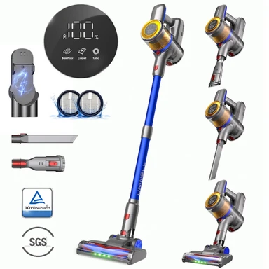 Uninell HOME UV1 kabelloser Staubsauger, 45000 Pa/450 W, 60 Minuten Laufzeit, Leichter Stiel mit Anti-Tangle-Bürste und Wandladung, für Tierhaare