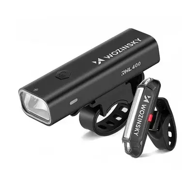 Wozinsky WSBLB2 USB-C Fahrradlicht-Set (Vorne 400 lm + Hinten), Schwarz