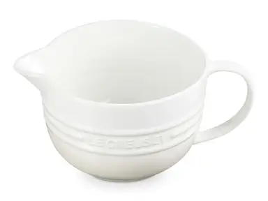Le Creuset Steinzeug-Rührschüssel mit Griff, Meringue, 2 l, für die Zubereitung und Servierung von Speisen