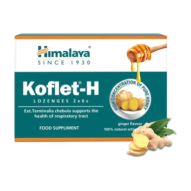 Himalayan Herbal Koflet-H Ingwer-Geschmack-Halsbonbons - Beruhigt schmerzenden Hals - 12 Bonbons
