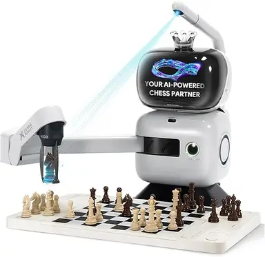 SenseRobot AI Chess Robot with Robotic Arm – 25 AI Levels, 1200+ Exercises, Endgame Trainer, Classic Game Replay, Voice Coaching, Lichess Integration, App Sync, For All Skill Levels