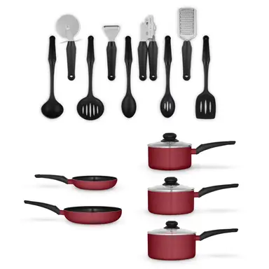 SWAN 14 Piece Pan and Tool Set， Red