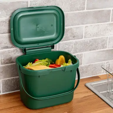 Addis Everyday Kitchen Food Waste Compost Caddy Bin, 4.5L - Sage Green