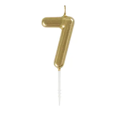 Unique Party Mini Number 7 Pick Candle, Gold