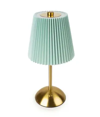 Candlelight Table Lamp LED Pleated Duck Egg/Gold H:30cm