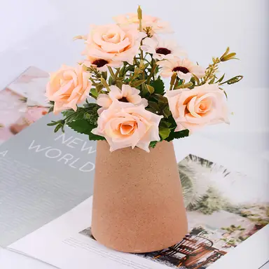 1pc/15cm/6in, Beige Vase - Ceramic Vase, 15 cm Minimalist Boho Decorative Beige for Modern Vase, Flower Vase, Farmhouse Table Shelf Decoration, Pampas Grass Vases, Suitable for Living Room, Living Room, Kitchen（brown）