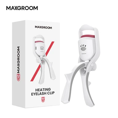 MAXGROOM Electric Eyelash Curler, Portable Eyelash Curler with Three Temperature Control Heating, 30-Second Rapid Heating, Type-C Charging, White, BM2310