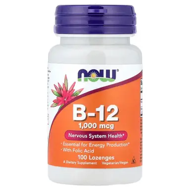 NOW Foods Vitamin B12 Energy Metabolism 1000 mcg - 100 Lozenges