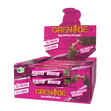 Body&Fit Grenade Lot de 12 barres protéinées saveur chocolat noir framboise - 720 g 