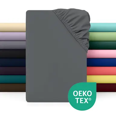 LEBONSOIR 150x200cm Fitted Sheet， 30CM/12Inch Deep Pocket - Soft Microfiber， No-Pop Off Elastic， 1 Fitted Sheet Only-Dark Gray