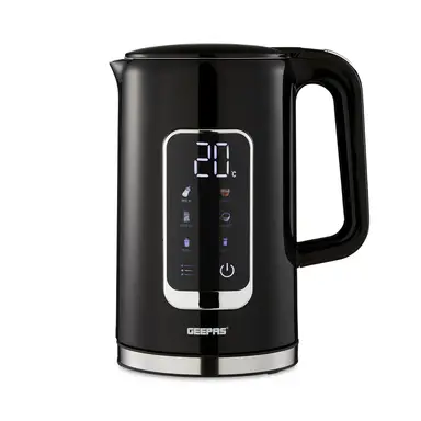 Geepas Digital Electric Kettle, 1.7L, Double Wall Cool Touch, Variable Temperature, 2200W, Cord Storage, Black - GK38071UK-BK