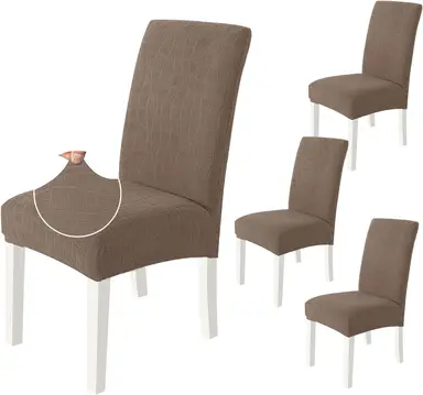【3 € de réduction dès 10 €】YSTYLE Housse de siège pour chaise de salle à manger, Housse de chaise pour salle à manger, 4 pièces, BW, Café clair