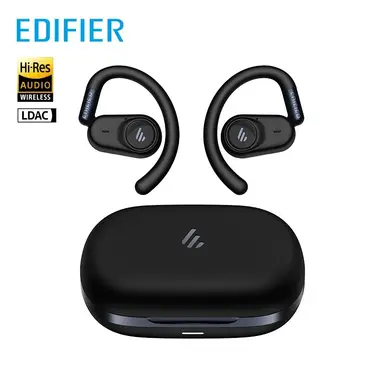 EDIFIER A6 Open-Ear-Kopfhörer, kabellose Bluetooth 5.4-Ohrhörer, LDAC Hi-Res-Audio, AI Clear Calls, verstellbare Ohrbügel, 40 Stunden Wiedergabezeit, Schnellladung, Multi-Point-Verbindung, IP55, Schwarz