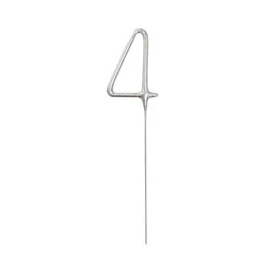 Unique Party Number 4 Sparkler Candle, Silver