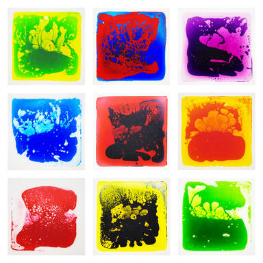 Art3d Set aus 9 Flüssigkeitssensor-Bodenfliesen - Interaktive kosmische Farbspielmatte für Kinder, Vorschul-Tanzboden, rutschfeste Dekorationsfliesen, sicher & umweltfreundlich