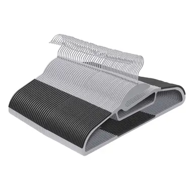 JOYFURNOS 50-Pack Kledinghangers, Ruimtebesparende Plastic Hangers met 360° Draaibare Haak, voor Kledingkast, S-Vormig, Extra Sterk, Grijs