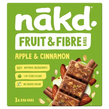 Nakd Fruit & Fibre Apple & Cinnamon Bars 3 x 44g