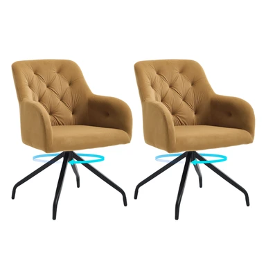Kaufhof eetkamerstoel fluweel draaibaar 2-delig set, geel