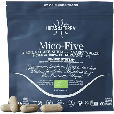 HIFAS da TERRA Mico Five Organic Mushroom Capsules - 5-in-1 Immune Blend with Chaga, Reishi, Maitake - 70 Capsules