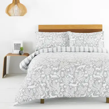 Furn Duvet Cover Set Skandi Woodland Grey Single