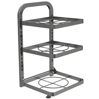 Maxcook Schöne Küche, 3-stufige, verstellbare, stehende Topfhalterung für die Küche_ Schwarz MCZW5960 44×24,7×26cm
