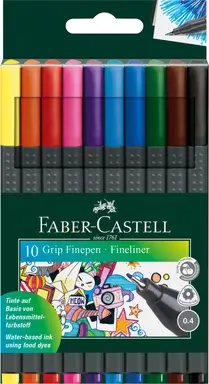 Faber-Castell Grip Finepen 0.4, Assorted Colours, Wallet of 10