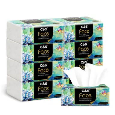 C&S Papieren Zakdoekjes (Olieverfschilderij Zacht), 4-laags, 80 Vellen, Olieverfschilderij Editie, Huidvriendelijk, Stevig