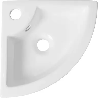 DeerValley Corner Cloakroom Basin, Bathroom Corner Sink, Triangular Wall Hung Ceramic Wash Basin for Bathroom and Toilets - 46 x 33 x 13cm