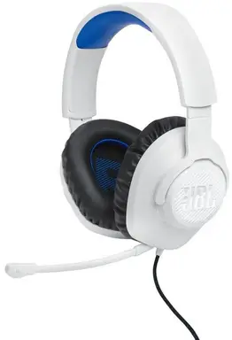 JBL Quantum 100 PlayStation kabelgebundenes Over-Ear-Headset, weiß/blau
