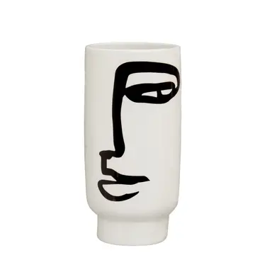 Premier Housewares Leichte kleine schwarze/weiße Vase, minimalistische Keramik-Blumenvase, robuste Keramikvase für Blumen