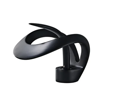 Moderne elegante waterval badkamer kraan enkele hendelmassief messing in zwart