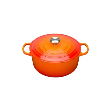 Le Creuset Signature Serie Runder Bräter aus Gusseisen mit Deckel - 24cm - 4.2L - Geeignet für alle Herdarten - Orange
