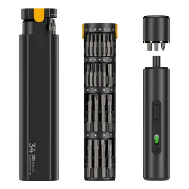 EasyWox 35-in-1 Electric Screwdriver Set | 3.7V Black Magnetic Storage Case | 1500mAh Lithium Battery | Adjustable Torque 1.2-3N.M | 3-4 Hour Charging Time | Includes 26 Common Bits and Tools