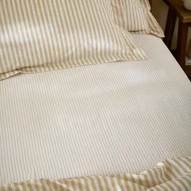Yard Fitted Sheet Hebden Stripe 100% Cotton Honey Yellow Single