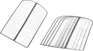 ANQI Zippered Peva Garment Storage Bag, 5-Pack, White43"