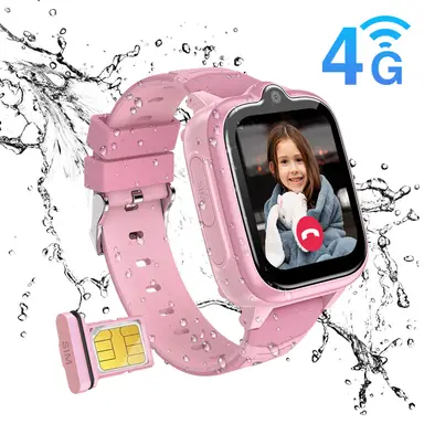 Blackview Z10 Kinder-Smartwatch mit GPS und 4G-Videoanrufen, Bluetooth, IP67-Wasserfestigkeit, 1,83" IPS-Display, 1GB+8GB Speicher, 680mAh Akku, Beschleunigungssensor, LBS+WiFi+GPS-Ortung, SOS-Funktion, installierbare Apps, Pink