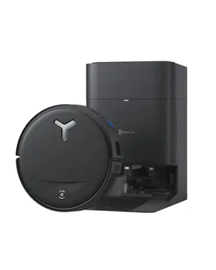 ECOVACS DEEBOT T80S OMNI Saug- & Wischroboter (Schwarz) mit All-in-One OMNI-Station, bis zu 24.800 Pa Saugkraft, OZMO ROLLER 2.0 mit TruEdge 3.0 Extreme Kantenreinigung, TruEdge 3D-Sensor, ZeroTangle 3.0, AIVI 3D 3.0, Mopp-, Seiten- und Hauptbürstenanhebung, Heißwasser-Moppwäsche
