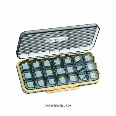 Pill Organizer 3 Times A Day, 7-Day Pill Box 3 Times A Day - Acedada Weekly Medicine Box Organizer, 7 Detachable Portable Daily Pill Container Dispenser Case for Vitamins Fish Oils Supplements, Blue