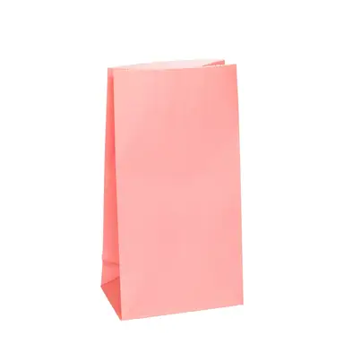 Unique Party Paper Party Bags, Light Pink, 12 Pack