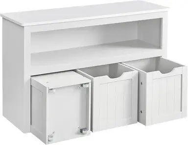 VASAGLE Meuble de rangement à roulettes pour jouets blanc - 102 x 30 x 60 cm