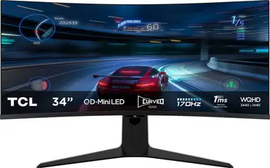 TCL 34R83Q 34 inch ultrabreed QHD Mini-LED 170Hz scherm